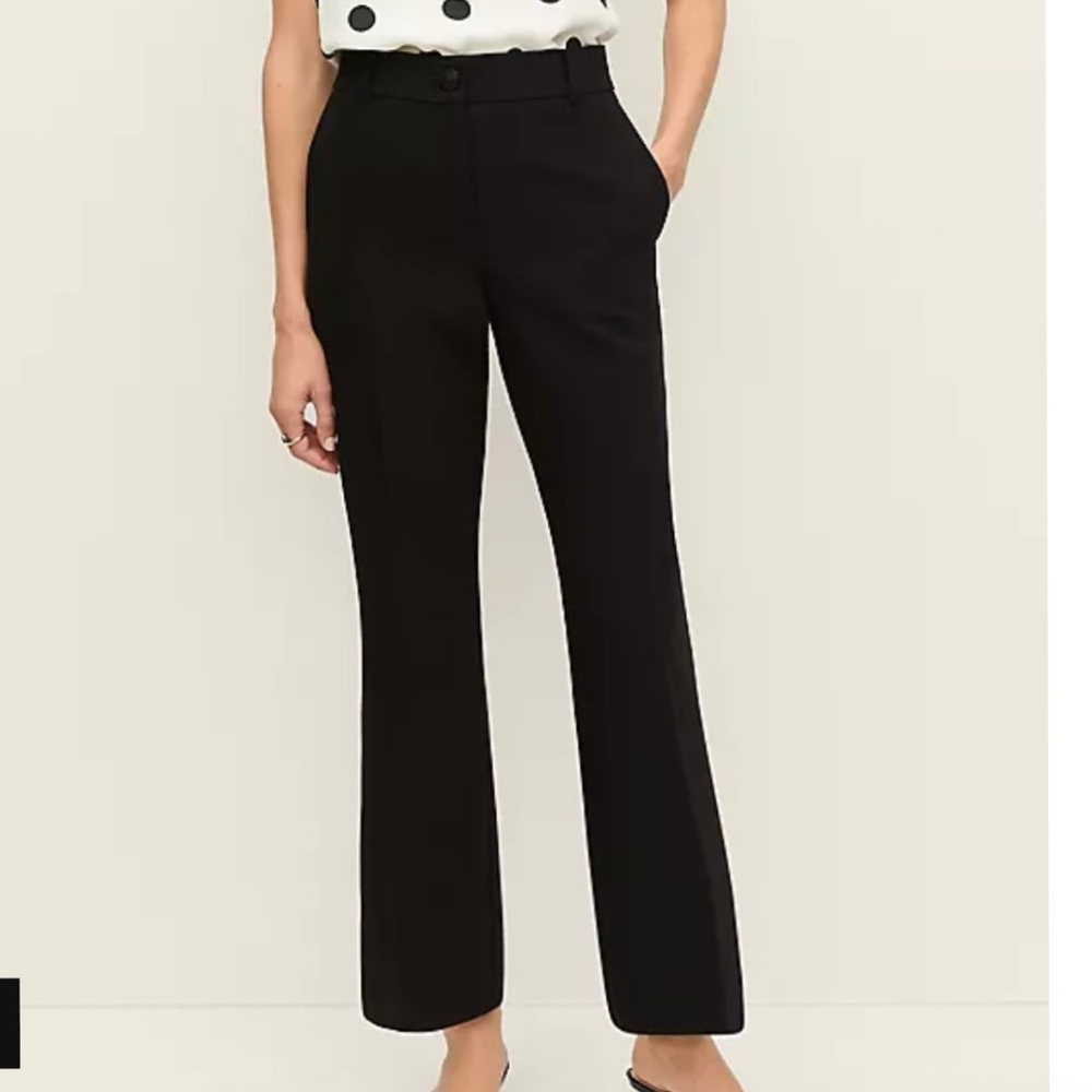 Ann Taylor Pull On Black Pants single Pleats at Front w Pockets Elastic Back M